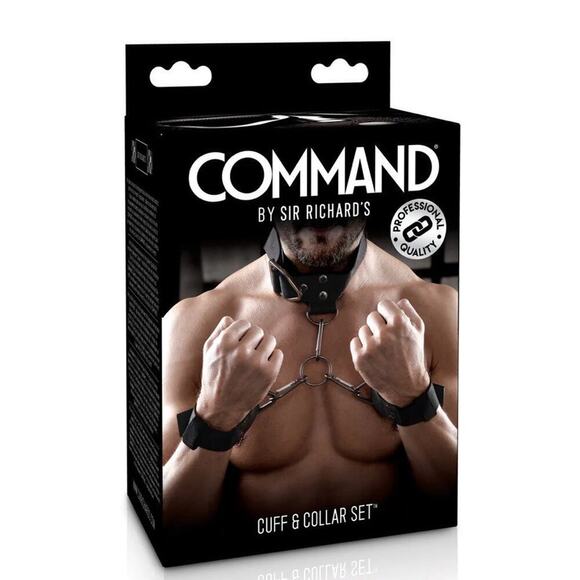 🦋B2G1🦋PIPEDREAM-COMMAND by Sir Richard's Erotic Cuff & Collar Set Black - Picture 1 of 7